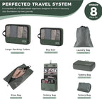 8-Piece Compression Packing Cubes for Travel, Trendy Luggage Organizer Set for Young Travelers, Space Saving for Carry-On, Su