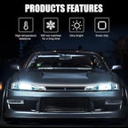 JMTBNO 94" Car LED Hood Light Strip,Dual Color Dynamic Scan Start Up Hood light Exterior,Daytime Running Lights White&Amber Switchback Sequential Turn Signal Lights