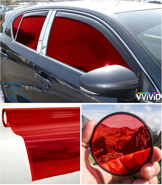 VViViD Colorful Transparent Vinyl Car Window Tinting 30 Inch x 60 Inch 2 Roll Pack (Red)