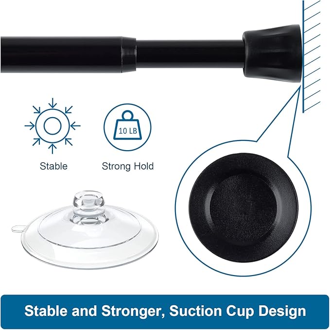 TYRON Small Tension Curtain Rod Adjustable 7 to 10.5 Inch, Short Mini Window Spring Curtain Rod, Suitable for kitchen, Front 