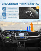 FIILINES Dash Cover for Toyota Highlander 2014-2019, Dashboard Mat Cover Sunshade Nonslip Mesh Protector No Glare Highlander 