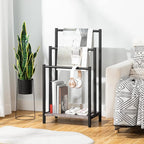 HOOBRO Free Standing Towel Rack, 3 Tier Blanket Rack, Blanket Holder for Bathroom, 16.9" L x 11" W x 31.9" H, Industrial Meta