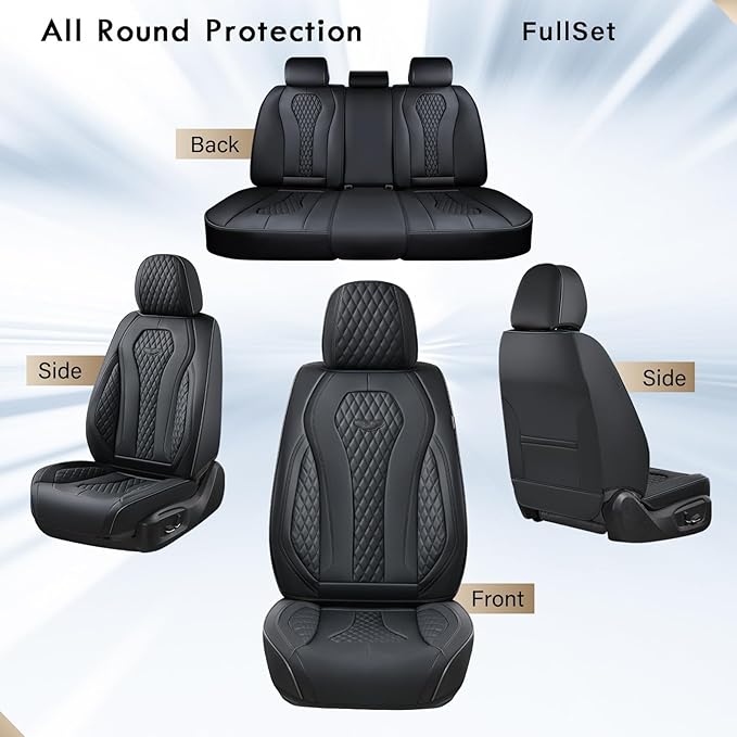 Coverado Seat Covers, Car Seat Covers Full Set, Black Car Seat Cover, Car Seat Covers Front Seats Back Seat Cover, Waterproof