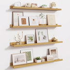 Fun Memories Picture Ledge Shelf - 32 Inches Floating Shelves Set of 4 - Floating Shelves with Lip for Storage - Wood Bookshe