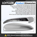 Driver Side Mirror Cover Replacement for Honda Civic 2016-2021, Insight 2019-2021 - Left Side Mirror Covers, Rear View Mirror Cap Accessories Grey