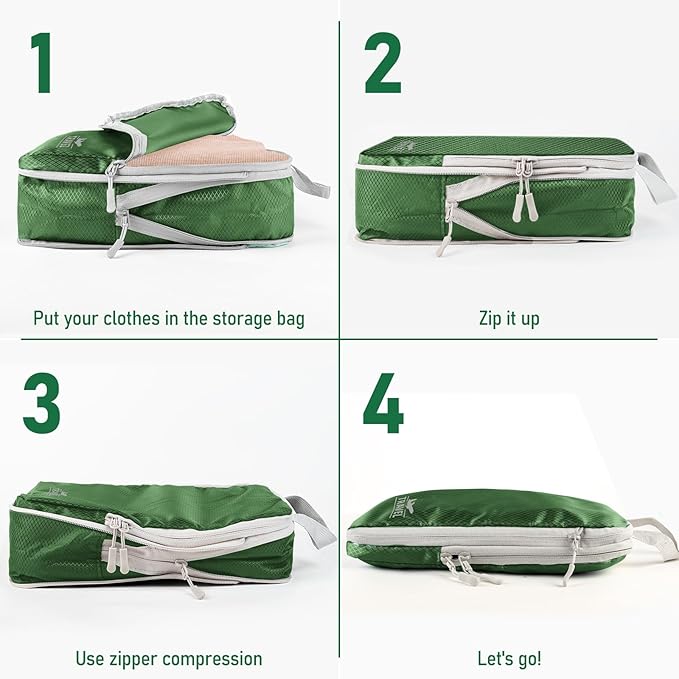 6 Set Compression Packing Cubes, Suitcase Organizer, Lightweight Travel Essentials, Compression Bags For Travel Accessories L