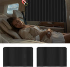 Ovege Car Window Shade - Side Window Sun Shade Curtain, Pleated Silky UV Protection Privacy, Baby Suction Magnetic (Black-Opaque, Back Seat 2pcs)