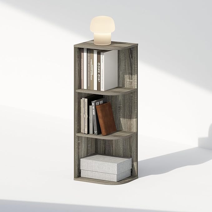 Furinno Reed Corner Shelf, 3-Tier Corner Bookshelf, Book Shelf, Corner Shelves, Storage Rack, for Organization and Storage, H
