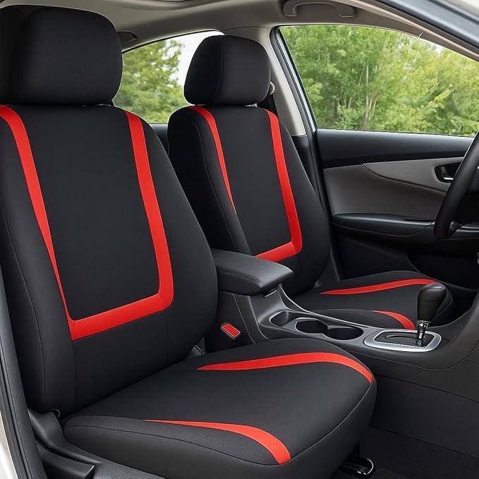 BELOMI Car Seat Covers Only, Breathable Premium Cloth Auto Seat Cover, Universal Front and Rear Seat Covers, Automotive Inter