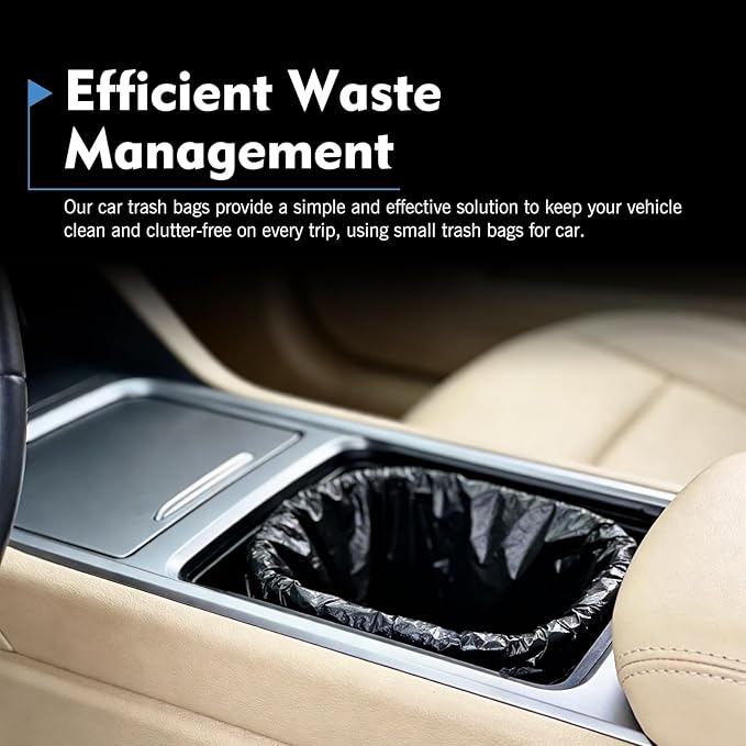 75PCS Car Trash Can Bags, Thicken Small Garbage Bags, 1-2 Gallon Portable Trash Can, Strong Mini Trash Bags, for Car Home Office Kitchen Bathroom Bedroom (Black)