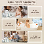 GILPWA Diaper Caddy, Baby Changing Table Organizer, Detachable Clear Acrylic Diaper Storage for Wipe Dispenser, Wipe Warmer a