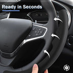 Steering Wheel Cover for Chevy Malibu 2016-2024/ Equinox 2018-2024/ Bolt EV 2017-2021/ Volt 2016-2019, Car Steering Wheel Cover Accessories for Chevrolet (Black Leather)