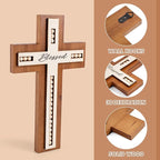 OKSQW Wall Wooden Cross Christians Cross Spiritual Religious Gifts With Hook on Hanging Wall Or Table With Blessed and Wood B