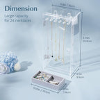 Lolalet Necklace Holder Organizer, Acrylic Jewelry Organizer with 24 Hooks, Rotating Clear Necklaces Display Box, Dust-proof 