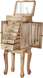 Emfogo Standing Jewelry Armoire, 7 Drawers & 2 Side Doors Jewelry Amoire Cabinet Standing with Top Flip Makeup Mirror, Jewelr