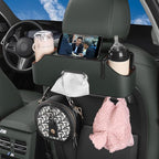 HOLDCY Car Back Seat Organizer with 2 Drink Cup Holder - Tissue Box and Storage Box Hook - Multi-functional Storage - Great for Kids and Travel (Green)