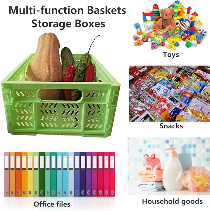20L Folding Crate, 4Pack Plastic Storage Baskets Organizer for Home and Office,Collapsible Storage Crates for Home Office and