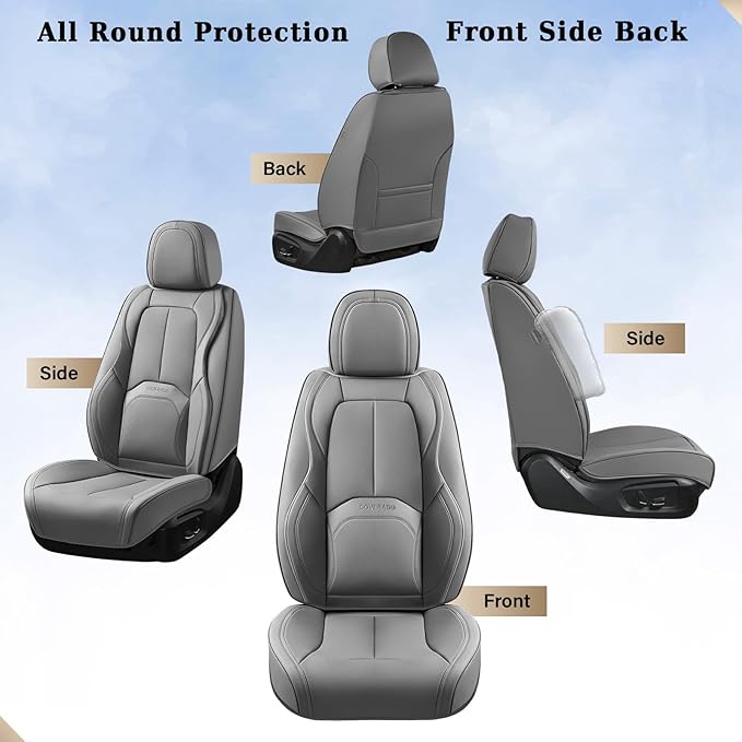 Coverado Seat Covers, Car Seat Covers Front Seats, Premium Nappa Leather Seat Covers for Cars, Waterproof Car Seat Protector 