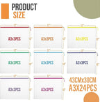 24pcs Mesh Zipper Pouch File Bags Puzzle Storage Bags, A3 17x12 Inches Large Reusable Zipper Pouches for Organizing Classroom
