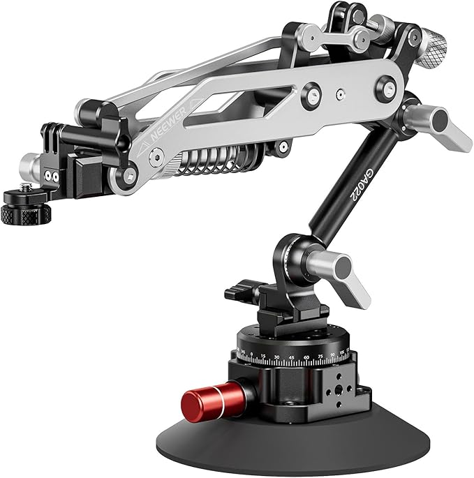 NEEWER Vacuum Suction Cup Car Mount for Action Camera with Hydraulic Boom Arm, NATO Rail, Compatible with DJI Osmo Pocket 3 Insts360 X5 X4 X3 GoPro Hero Adapter Mobile Phone Holder, 500 g Max Load