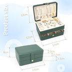 KOOAAICCHI Small Jewelry Box, Travel Jewelry Organizer, Portable Jewelry boxes for Women Girls Gift, Double Layers PU Leather