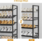 Large Shoe Rack 8 Tier Shoe Organizer, Heavy Duty Metal 4-Tier Stackable Shoe Storage Vertical Shoe Rack for Closet Front Doo