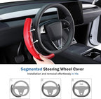 Steering Wheel Cover for Tesla Model 3 Highland(2024-Present)/ Model Y Juniper(2025-Present),Anti-Slip,Comfortable Grip,Breathable,Customized for Tesla Model 3/Y Accessories,Matte Red