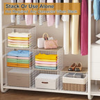 6 Pack Closet Organizers And Storage, Stackable Closet Shelf Organizer Storage Bin Basket For Clothes Sweaters With Top Board
