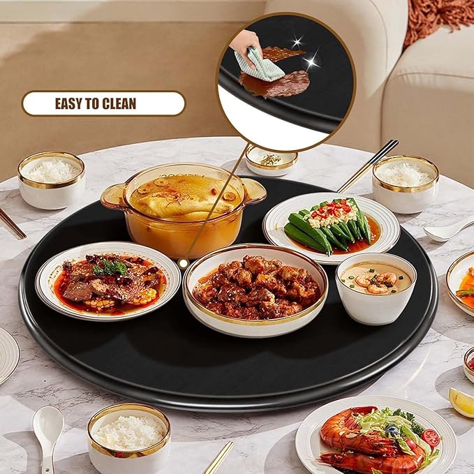Large Lazy Susan Turntable, Wooden Round Tray Rotating for Dining Table Top Centerpiece Silent Smooth SpinBy Hand Kitchen Tur