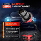 Autel Original BENZ-38 PIN Adapter, 38 Pin Male to 16 Pin Female OBDII Connector Compatible with Mercedes-Benz Pre-2001, Work