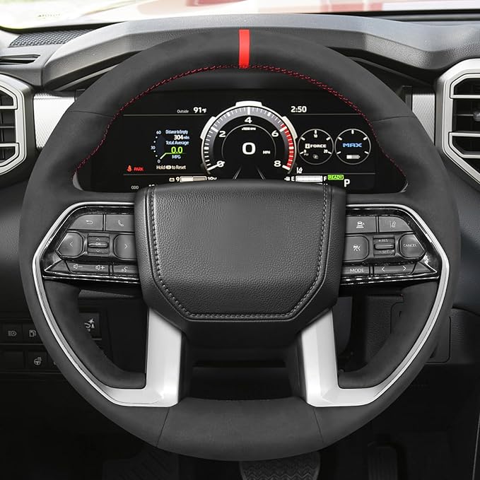 MEWANT DIY Steering Wheel Cover for Toyota Tacoma 2024 / Tundra 2022-2024 / Sequoia 2023-2024 Made of Black Suede