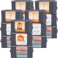 Lifewit 15 Pack 90L Clothes Storage Bins with Lids, Foldable Blanket Storage Bags with Zippers, Clear Window and Reinforced H