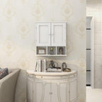 TaoHFE White Bathroom Wall Cabinet with 2 Door Adjustable Shelves,Over The Toilet Storage White Wall Mounted Medicine Cabinet