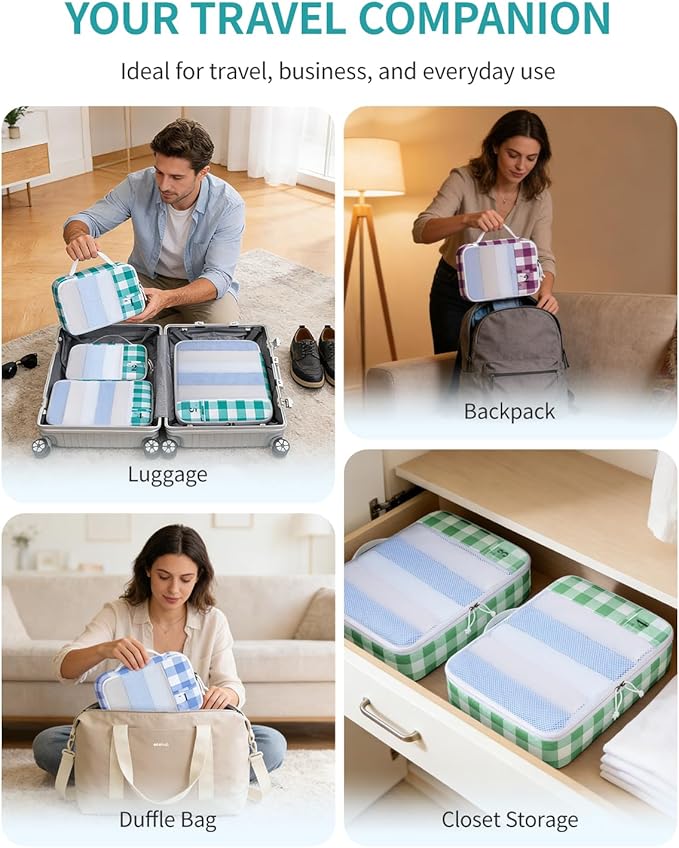 ECOHUB 6 Set Packing Cubes for Travel Suitcase Organizer Bags for Luggage Lightweight Carry On Suitcase with Lable & Personal