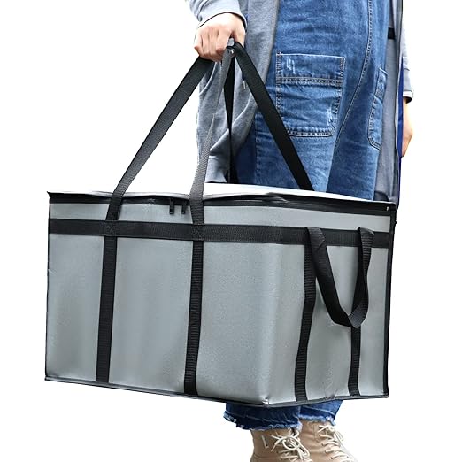musbus 4 PACK XXXL Insulated Food Delivery Bag Cooler Bags Keep Food Warm Catering Therma for doordash Catering Cooler Bags Therma 22w x 14 lx 13d Shopper hot Grey