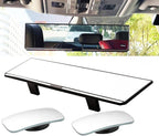 Kitbest Rear View Mirror,11.8 Inch Panoramic Rearview Mirror Clip On Car Mirror – Universal Wide Angle Car Mirror – Flat– For Cars, SUV, Trucks (Bonus 2 PCS Blind Spot Mirrors – Square)