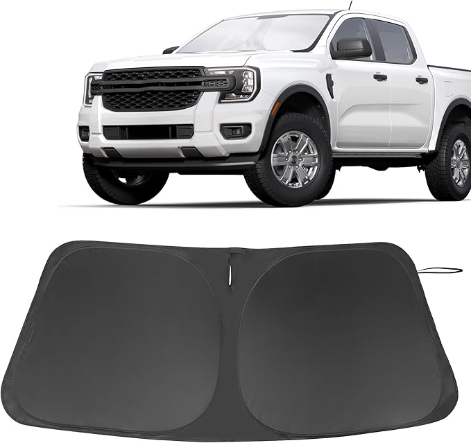 Front Windshield Sun Shade Foldable Front Window Sun Shield Visor Custom Fit for 2019-2024 Fo-rd Ranger Block UV Rays Car Accessories Heat Keep Car Cooler