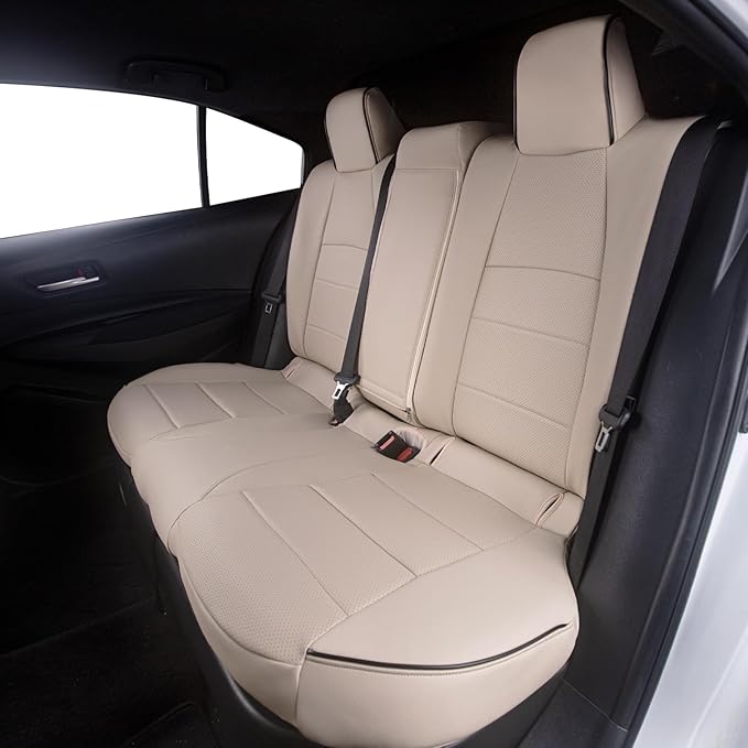 HKZ Fit RAV4 Car Seat Cover Set for 2013 2014 2015 2016 2017 2018 Toyota RAV4 Limited XLE SE Platinum Adventure-Leather(Beige