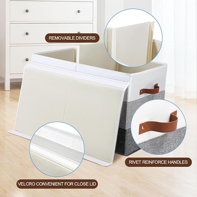 Mayniu Toy Box Storage Chest with Divider, Large Sturdy Toy Bin Organizer Basket with Lid for Kids, Boys, Girls, Nursery, Liv