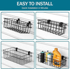 4 Pack Large Size Slatwall Baskets Set, Ventilated Metal Hanging Storage Slat Wall Basket, Mounted Slatwall Accessories for G