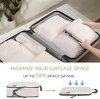 CherryNow Compression Packing Cubes, 7 Set Packing Cubes for Travel Women, Travel Essentials for Backpack, Beige