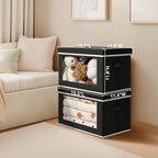 Homsorout Large Storage Baskets with Lids - Stackable Cube Bins for Closet, 6 Pack Black Windows Organizer Bins, Home Organiz