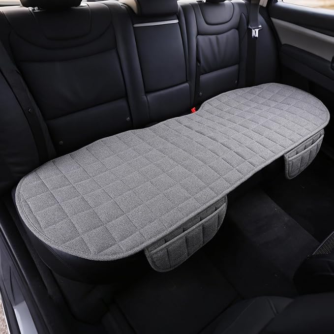 Suninbox Linen Back Car Seat Covers,Rear Car Seat Covers,Cloth Bottom Car Back Seat Cushion,Automotive Seat Protector Breatha