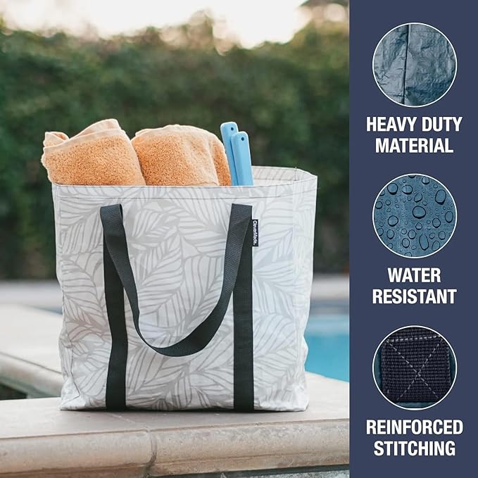 CleverMade Tall Frakta Reusable Grocery Tote - 42L - Pack of 2 - Transparent - Collapsible Storage Shopping Organizer - Heavy