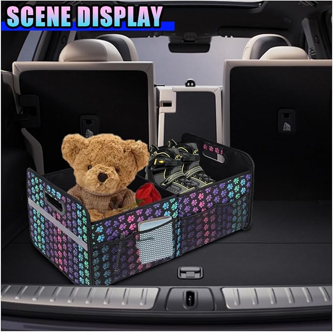 Car Trunk Organizer, Waterproof Large Capacity 600D Oxford Fabric Auto Trunk Storage Container with Pockets,