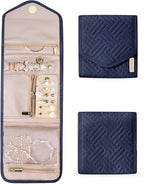 BAGSMART Travel Jewelry Organizer Case Foldable Jewelry Roll for Journey Rings, Necklaces, Earrings, Bracelets,Mini,Smokey Bl