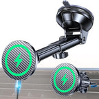 Coolpow for MagSafe Car Mount Charger【Ultra Magnet】 Magnetic Phone Holders for Your Car Charger【Windshield+Vent+Dash】 Magnetic Wireless Car Phone Holder Charger Car Mount for iPhone 17 (Carbon Fiber)