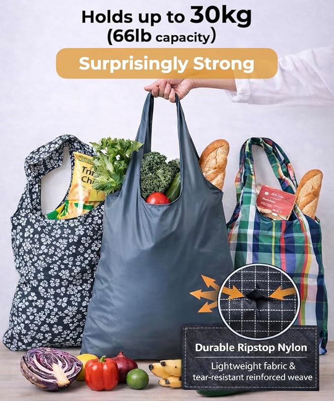 Compact Reusable Grocery Tote Bag – Lightweight, Foldable & Packable Shopping Bag for Travel