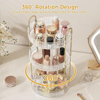 Oifecsie 360° Rotating Makeup Organizer, Large Capacity SkinCare Organizer, 3 Tier Cosmetic Skin Care Perfume Dresser Organiz