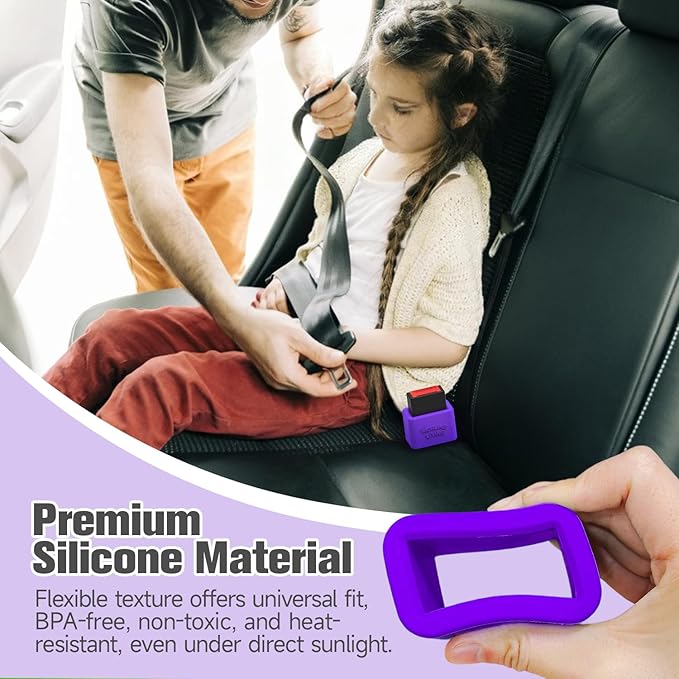 Morlike Silicone Belt Buckle Seatbelt Holder (Purple)
